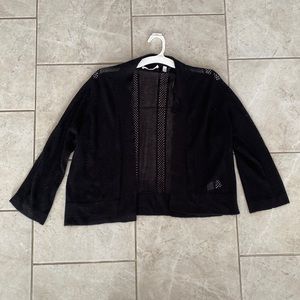 Cyrus Black Open Knit Stripe Detail Cardigan Large